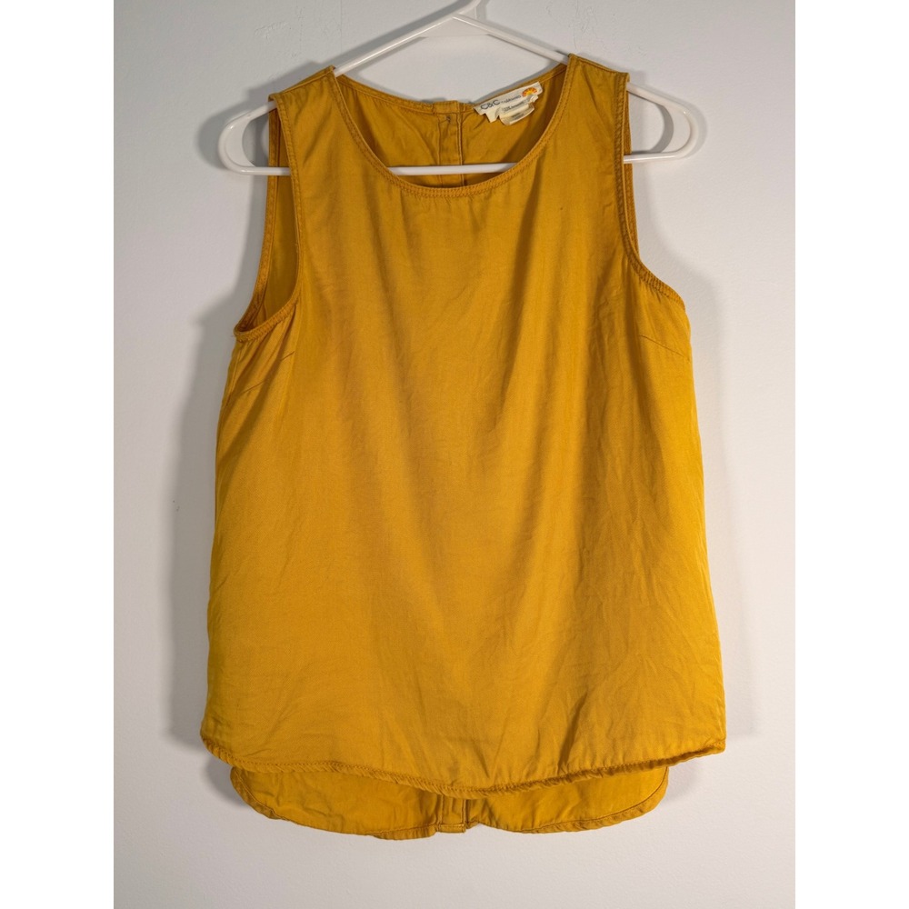 C&C California Mustard Yellow Lyocell Button Back Sleeveless Top XS